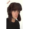 Sable fur hat russian style for men - dark brown color